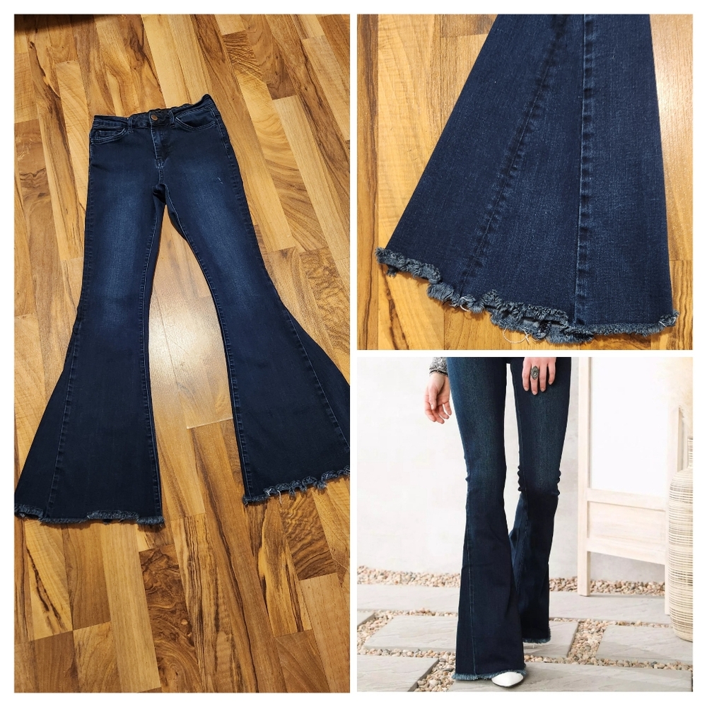 Flying monkey high-rise super flare jeans.